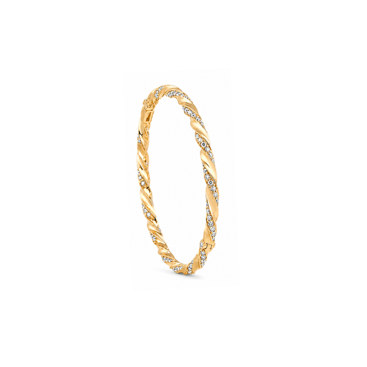 The golden thread bangle- Half  diamond