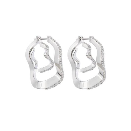 Mirrored Glistening Double Wave Earrings